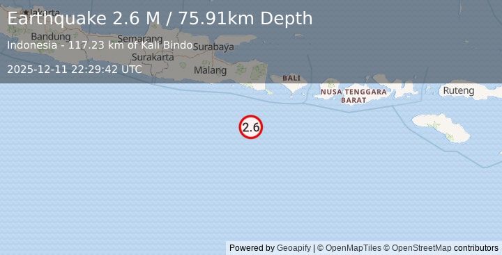 Earthquake South of Java, Indonesia (3.0 M) (2025-12-11 22:29:44 UTC)