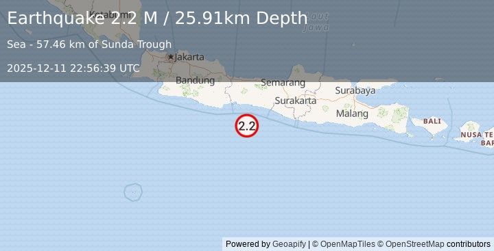 Earthquake Java, Indonesia (2.6 M) (2025-12-11 22:56:40 UTC)