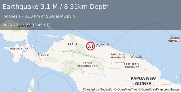 Earthquake Near North Coast of West Papua (3.6 M) (2025-12-11 23:32:35 UTC)