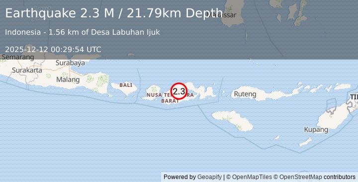 Earthquake Sumbawa Region, Indonesia (2.6 M) (2025-12-12 00:29:55 UTC)