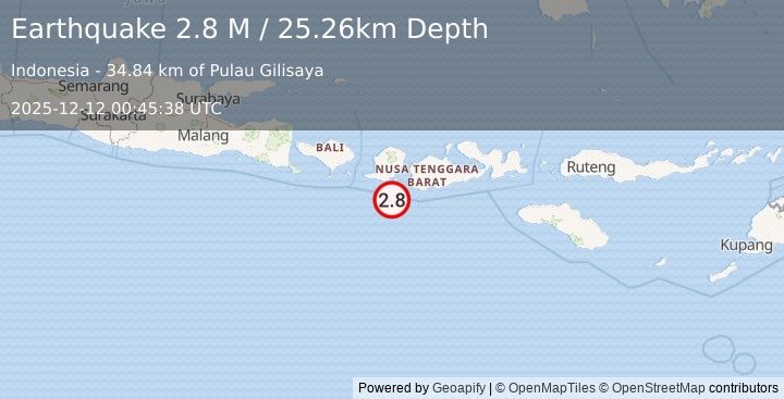 Earthquake Sumbawa Region, Indonesia (2.8 M) (2025-12-12 00:45:38 UTC)
