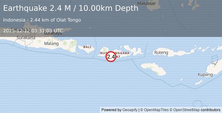 Earthquake Sumbawa Region, Indonesia (2.4 M) (2025-12-12 03:31:02 UTC)