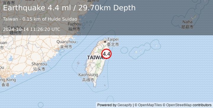 Earthquake TAIWAN (4.4 ml) (2024-10-14 11:26:20 UTC)