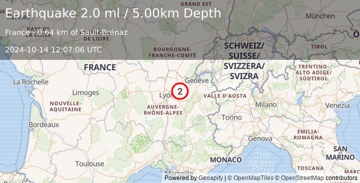 Earthquake FRANCE (2.0 ml) (2024-10-14 12:07:06 UTC)