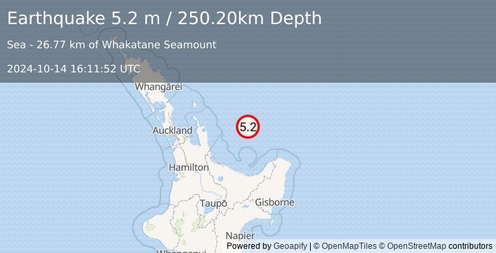 Earthquake OFF E. COAST OF N. ISLAND, N.Z. (5.2 m) (2024-10-14 16:11:52 UTC)