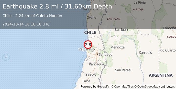 Earthquake OFFSHORE VALPARAISO, CHILE (2.8 ml) (2024-10-14 16:18:18 UTC)