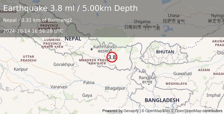 Earthquake NEPAL (3.8 ml) (2024-10-14 16:56:28 UTC)