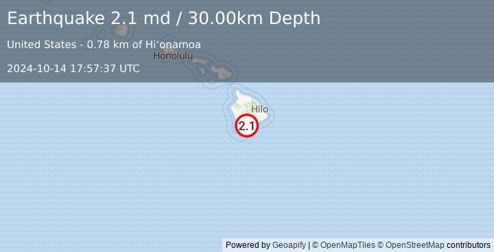 Earthquake ISLAND OF HAWAII, HAWAII (2.1 md) (2024-10-14 17:57:37 UTC)