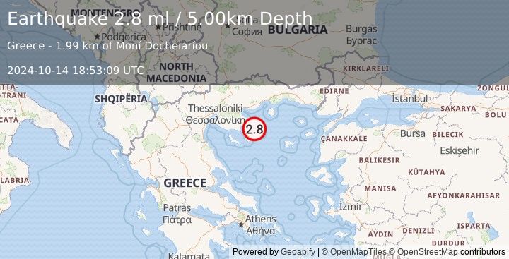 Earthquake AEGEAN SEA (2.8 ml) (2024-10-14 18:53:09 UTC)