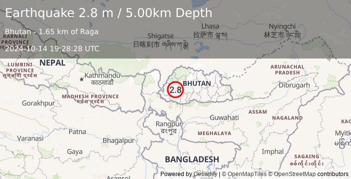 Earthquake BHUTAN (2.8 m) (2024-10-14 19:28:28 UTC)