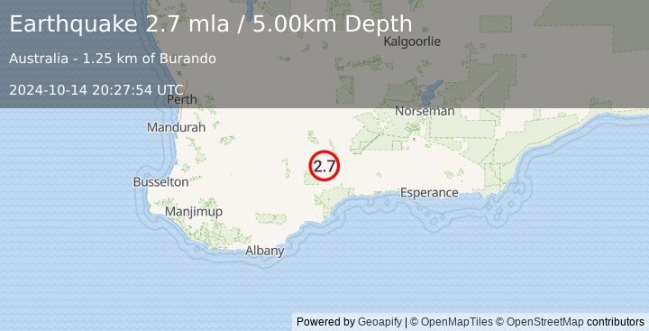 Earthquake WESTERN AUSTRALIA (2.7 mla) (2024-10-14 20:27:54 UTC)