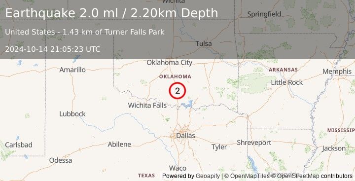 Earthquake OKLAHOMA (2.0 ml) (2024-10-14 21:05:23 UTC)