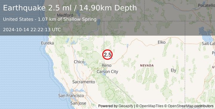 Earthquake NEVADA (2.5 ml) (2024-10-14 22:22:13 UTC)