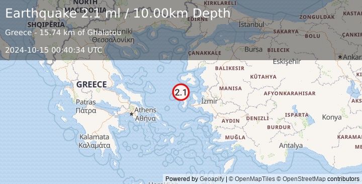 Earthquake AEGEAN SEA (2.1 ml) (2024-10-15 00:40:34 UTC)