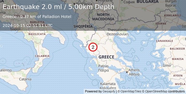 Earthquake GREECE (2.0 ml) (2024-10-15 02:51:11 UTC)