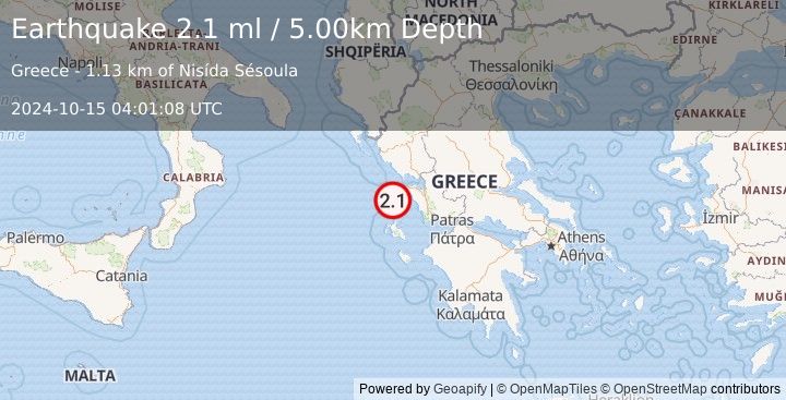 Earthquake GREECE (2.1 ml) (2024-10-15 04:01:08 UTC)