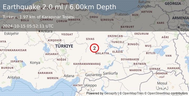 Earthquake CENTRAL TURKEY (2.0 ml) (2024-10-15 05:52:11 UTC)