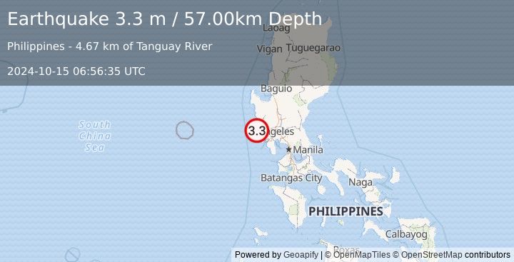 Earthquake LUZON, PHILIPPINES (3.3 m) (2024-10-15 06:56:35 UTC)