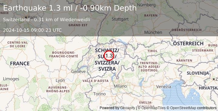 Earthquake SWITZERLAND (1.3 ml) (2024-10-15 09:00:23 UTC)