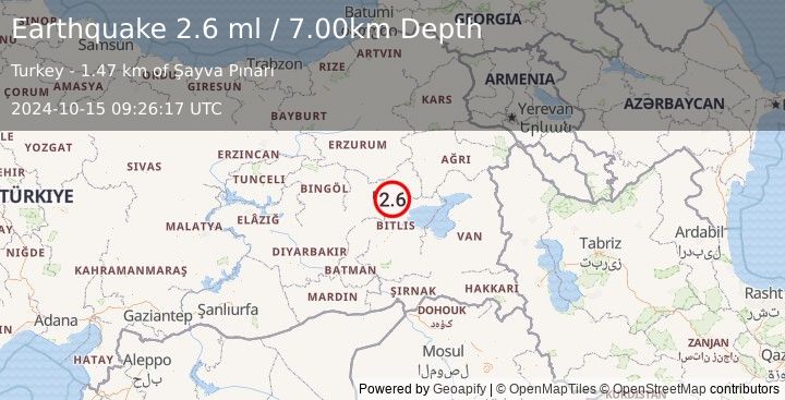 Earthquake EASTERN TURKEY (2.6 ml) (2024-10-15 09:26:17 UTC)