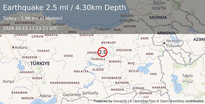 Earthquake EASTERN TURKEY (2.5 ml) (2024-10-15 11:13:21 UTC)