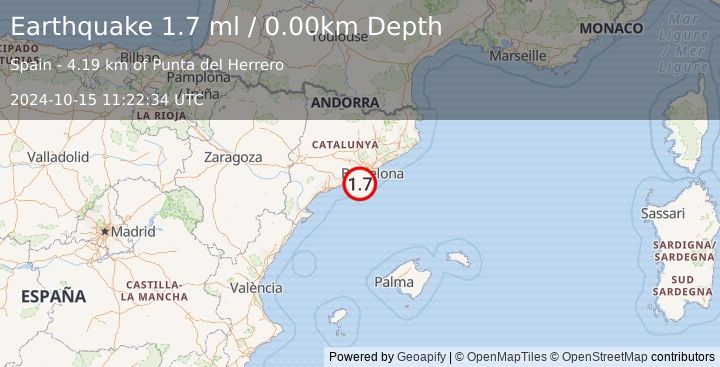 Earthquake SPAIN (1.7 ml) (2024-10-15 11:22:34 UTC)