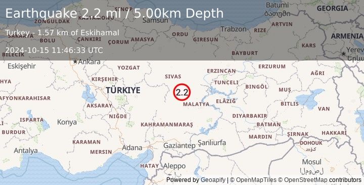 Earthquake CENTRAL TURKEY (2.2 ml) (2024-10-15 11:46:33 UTC)