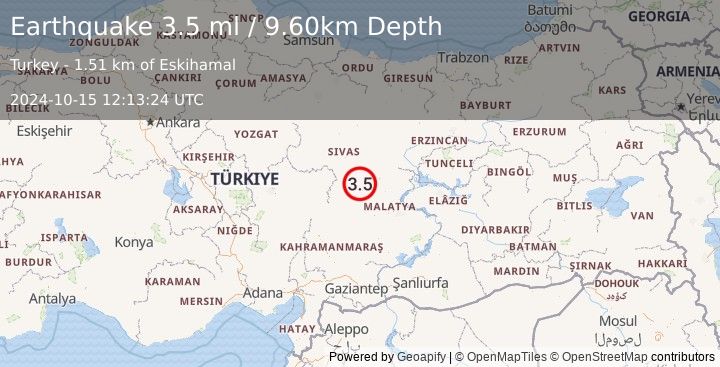 Earthquake CENTRAL TURKEY (3.5 ml) (2024-10-15 12:13:24 UTC)