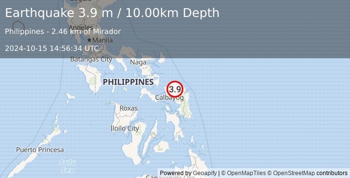 Earthquake SAMAR, PHILIPPINES (3.9 m) (2024-10-15 14:56:34 UTC)