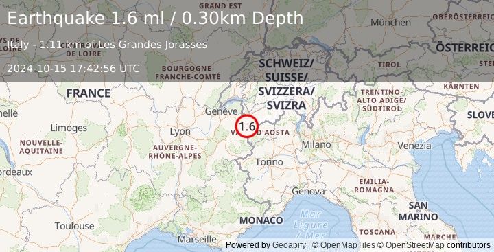 Earthquake FRANCE (1.6 ml) (2024-10-15 17:42:56 UTC)