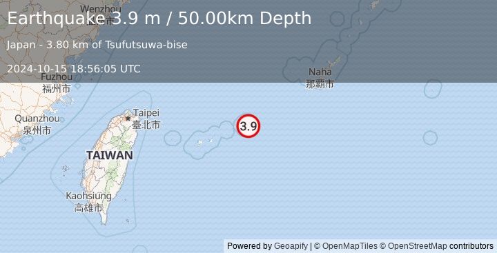 Earthquake SOUTHWESTERN RYUKYU ISL., JAPAN (3.9 m) (2024-10-15 18:56:05 UTC)