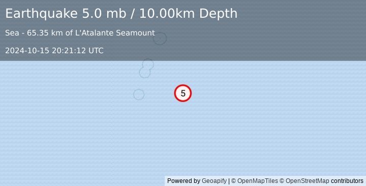 Earthquake KERMADEC ISLANDS REGION (5.0 mb) (2024-10-15 20:21:12 UTC)