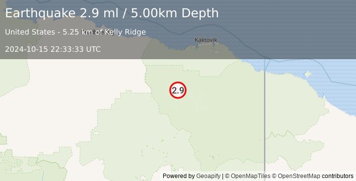 Earthquake NORTHERN ALASKA (2.9 ml) (2024-10-15 22:33:33 UTC)