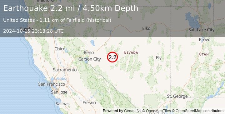 Earthquake NEVADA (2.2 ml) (2024-10-15 23:13:28 UTC)