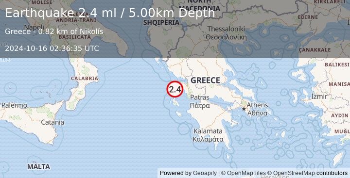 Earthquake GREECE (2.4 ml) (2024-10-16 02:36:35 UTC)