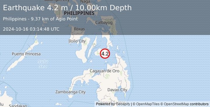 Earthquake BOHOL, PHILIPPINES (4.2 m) (2024-10-16 03:14:48 UTC)