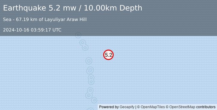 Earthquake MARIANA ISLANDS REGION (5.2 mw) (2024-10-16 03:59:17 UTC)