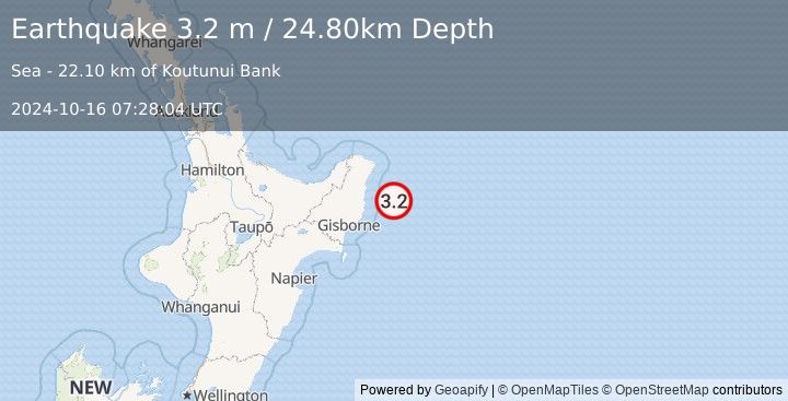 Earthquake OFF E. COAST OF N. ISLAND, N.Z. (3.2 m) (2024-10-16 07:28:04 UTC)