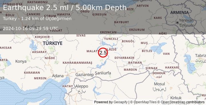 Earthquake EASTERN TURKEY (2.5 ml) (2024-10-16 09:29:59 UTC)