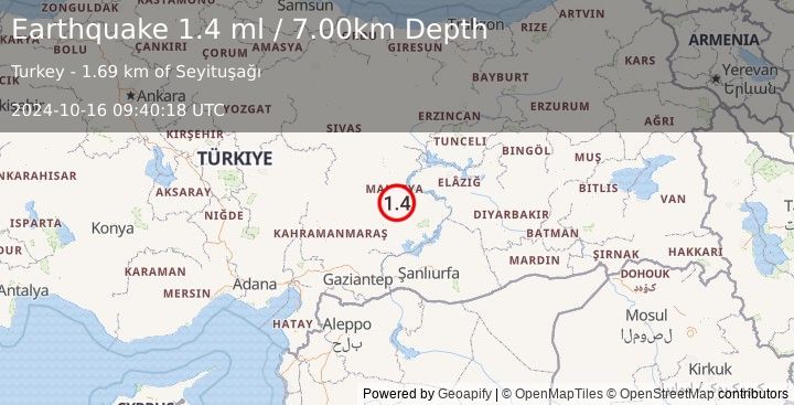 Earthquake EASTERN TURKEY (1.4 ml) (2024-10-16 09:40:18 UTC)