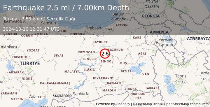 Earthquake EASTERN TURKEY (2.5 ml) (2024-10-16 12:31:47 UTC)