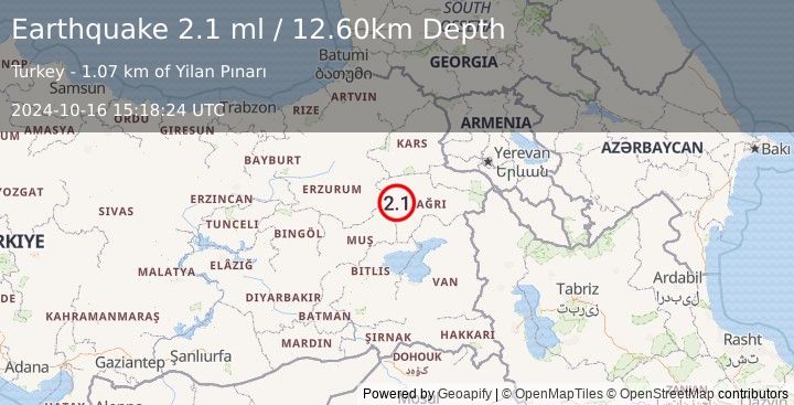 Earthquake EASTERN TURKEY (2.1 ml) (2024-10-16 15:18:24 UTC)