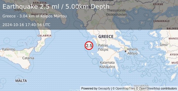 Earthquake GREECE (2.5 ml) (2024-10-16 17:40:56 UTC)