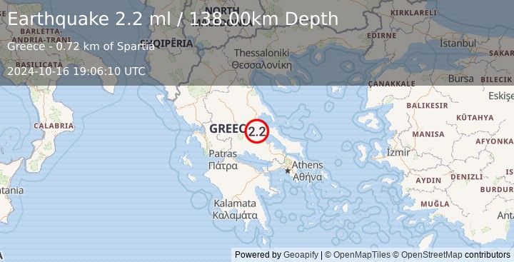 Earthquake GREECE (2.2 ml) (2024-10-16 19:06:10 UTC)