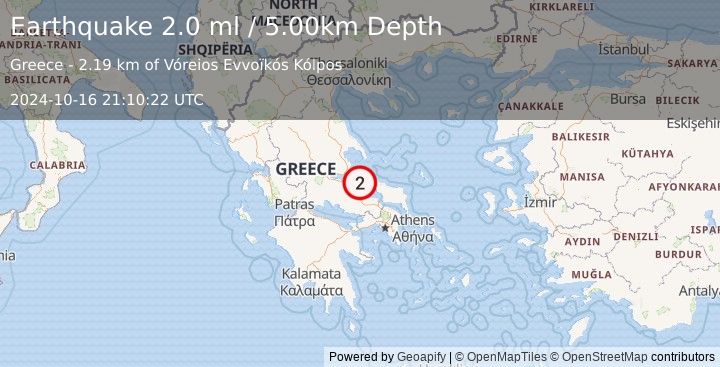 Earthquake GREECE (2.0 ml) (2024-10-16 21:10:22 UTC)