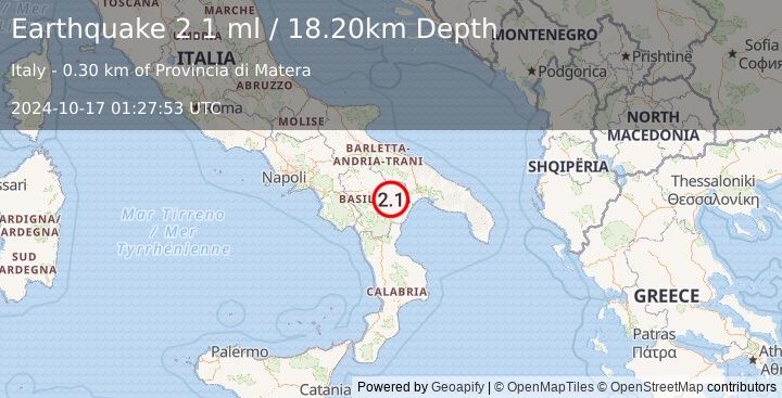 Earthquake SOUTHERN ITALY (2.1 ml) (2024-10-17 01:27:53 UTC)