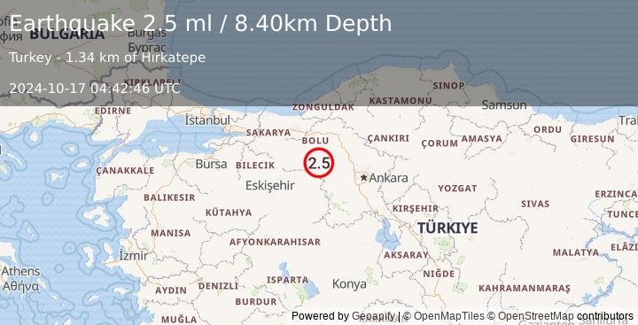 Earthquake WESTERN TURKEY (2.5 ml) (2024-10-17 04:42:46 UTC)