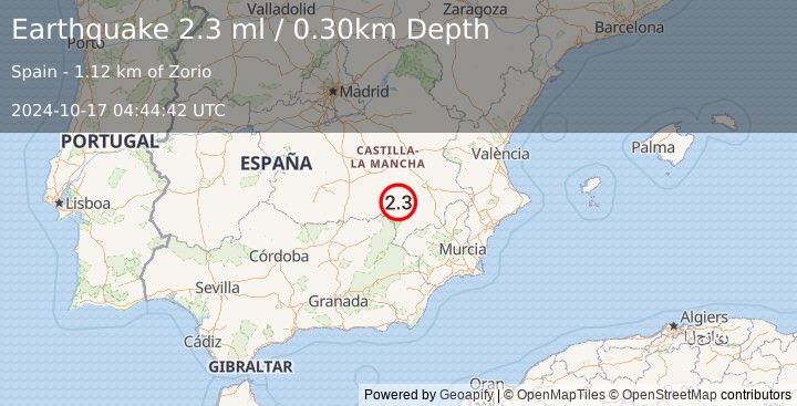 Earthquake SPAIN (2.3 ml) (2024-10-17 04:44:42 UTC)