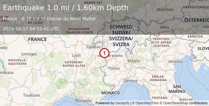 Earthquake FRANCE (1.0 ml) (2024-10-17 04:55:41 UTC)