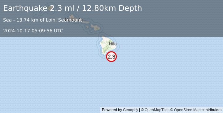 Earthquake HAWAII REGION, HAWAII (2.3 ml) (2024-10-17 05:09:56 UTC)